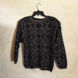 Pierre Cardin Blk/Gold Metallic Knit Pullover, SzM